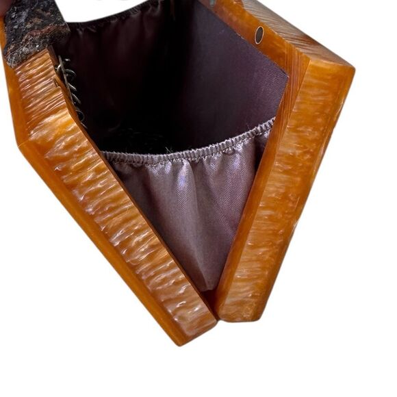 Free People Resin Box Clutch Gold Marble - Picture 6 of 10